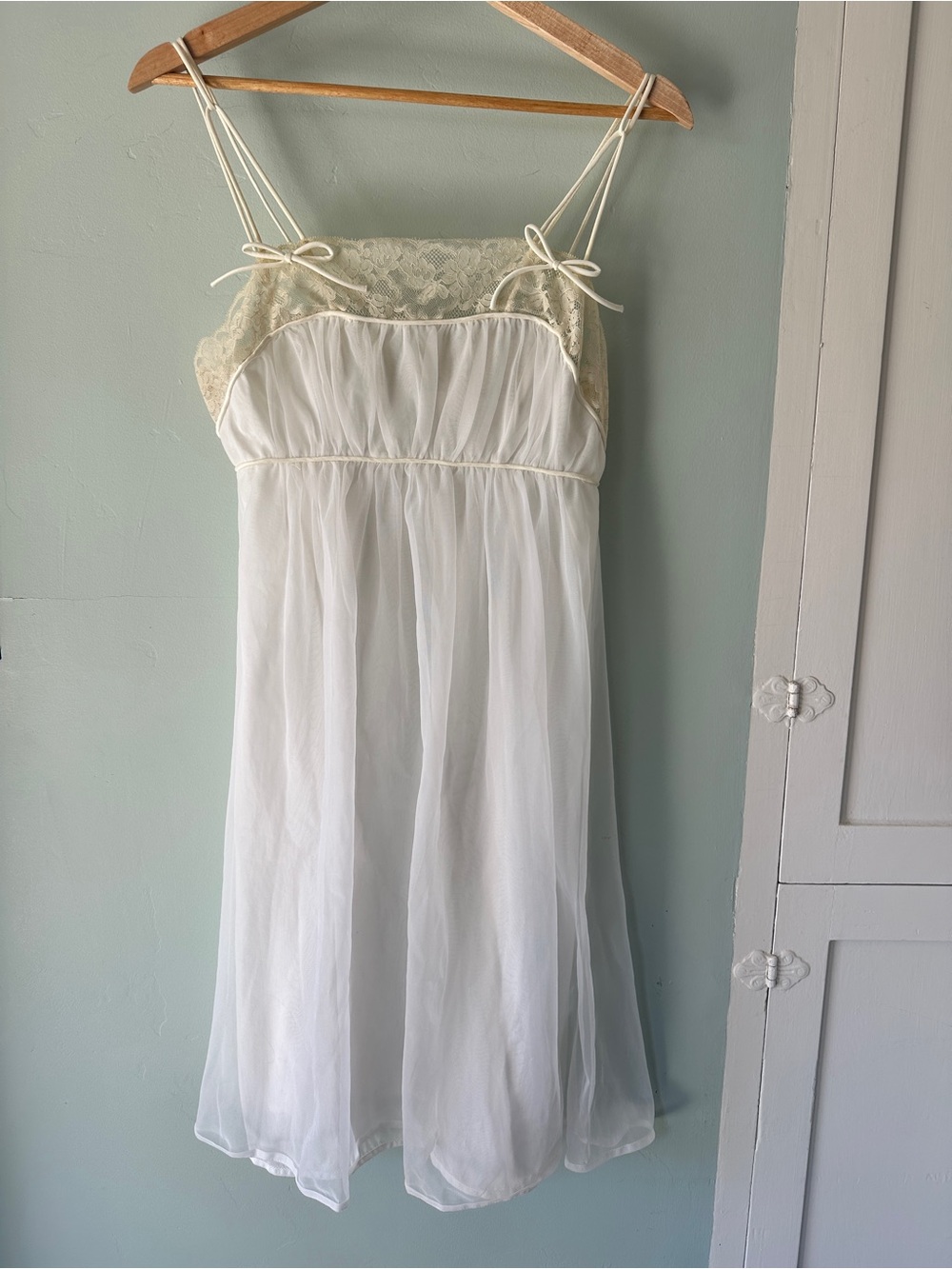 Vintage 1960s Babydoll Slip Dress with Lace and Bows